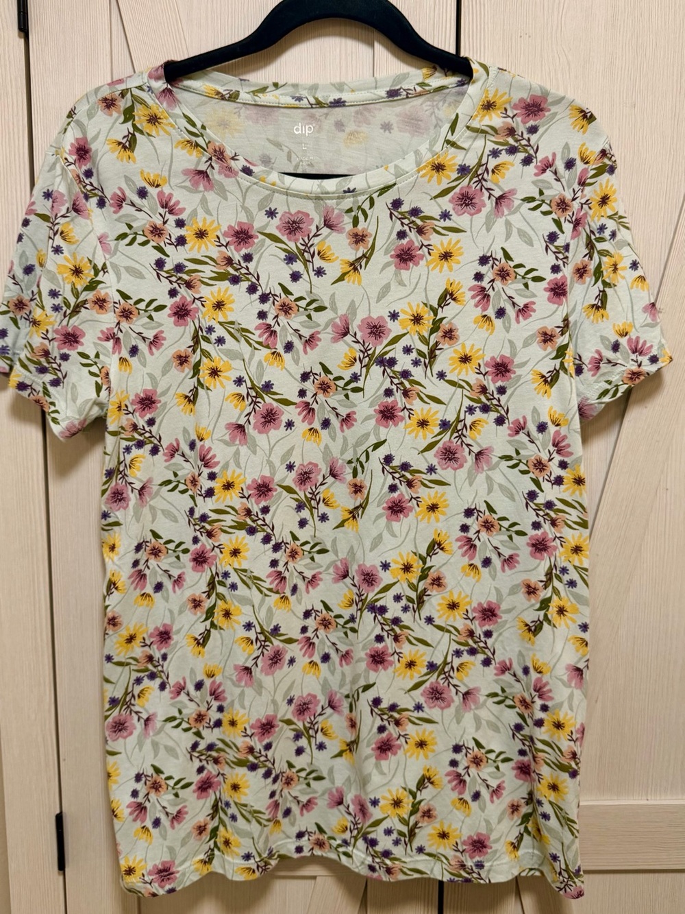 Floral Short Sleeve Tee - Mint with Yellow & Purple Flowers